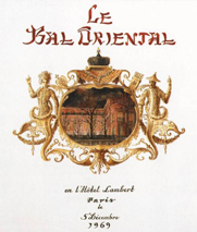 Invitation to Baron de Redé's Le Bal Oriental at l'Hôtel Lambert on December 5, 1969.