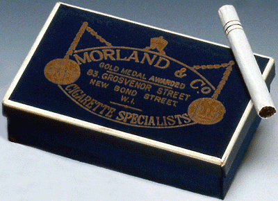 Handmade Morland Specials cigarettes with no filter and triple gold band smoked by Ian Fleming & James Bond.