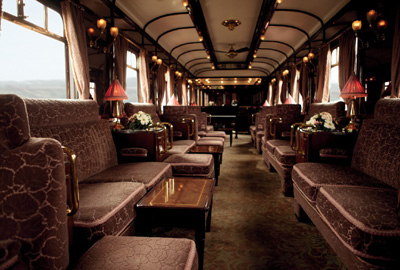 A lounge car of the Venice-Simplon Orient Express.
