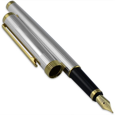Dougles Pell Sterling Silver Fine Line Fountain Pen with Gold Clip.