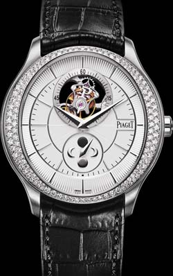 Piaget Gouverneur Tourbillon, moon-phase indicator, hand-wound, white gold, diamonds watch.