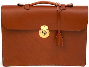 Pickett Traditional Bridlehide Briefcase with round brass lock: £595.