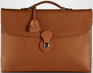 Ralph Lauren Purple Label Saddle Single-Gusset Briefcase: US$2,500.
