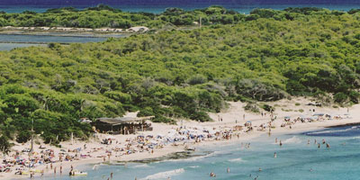 Las Salinas Beach - in between Es Cavallet and Cap d’es Falco, Ibiza, Balearic Islands, Spain.