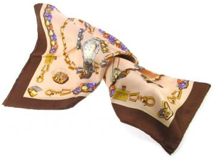 Schroeder hand finished 'Pas de Deux jewellery' motif silk scarf.
