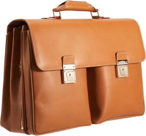Serapian Men's Leather Flap Briefcase.