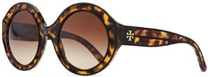 Neiman Marcus Tori Burch Round Tortoise Plastic Women's Sunglasses, Black/Brown: US$195.