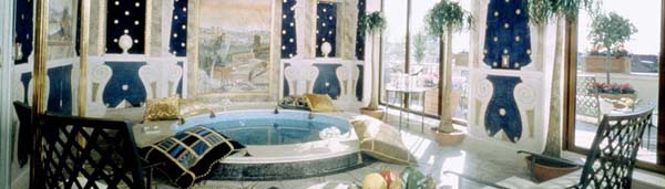 The Pompeian style Jacuzzi pool at the Villa La Cupola Suite at The Westin Excelsior, Via Vittorio Veneto 125, 00187 Rome, Italy.