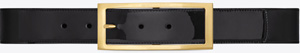 Yves Saint Laurent Classic Saint Laurent Rectangular Buckle Belt in Black Patent Leather: US$445.