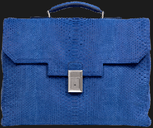 Zilli ultramarine nubuck python soft briefcase.