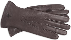 Ludwig Reiter Prime dear nappa, fine, soft and supple, at the same time very sturdy and long lasting; with equally soft and warming cashmere lining; thoroughly handmade. Dear nappa, dark brown, cashmere lining beige men's gloves: €198.
