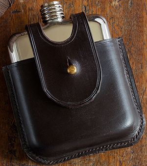 SWIG Scottish Heritage Leather Hip Flask - Dark Havana: £129.