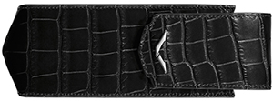 Vertu black alligator vertical case with stainless steel.