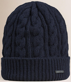 Burberry men's cable knit wool cashmere beanie: US$295.