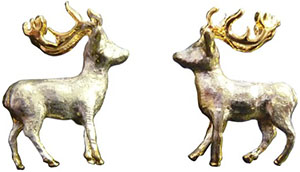 Kinloch Anderson Sterling Silver and 24 carat Gold Stag Cufflinks: £130.
