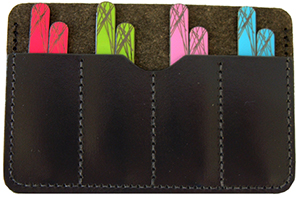 Tyler & Tyler diffusion enamel black metal finish collar stiffeners 4 pairs leather pouch