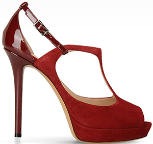 Emporio Armani Peep Toe in Suede and Patent: US$775.
