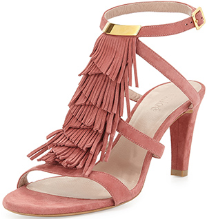 Chloé Suede Strappy Fringe Sandal, Pink: US$795.