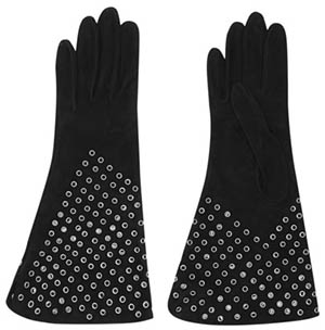 Azzedine Alaïa Eyelet-embellished suede gloves: £820.