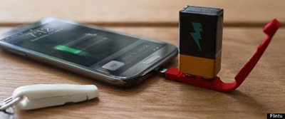 This Keychain Lets You Charge Your Phone With A 9-Volt Battery.