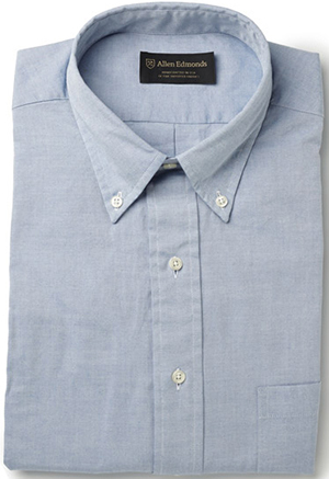 Allen Edmonds Blue Cotton Oxford Sport Shirt: US$115.