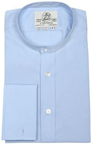 Harvie & Hudson Plain Azure Blue Neckband Shirt: £69.50.