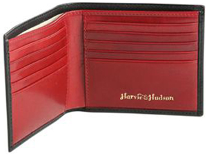 Harvie & Hudson Black with Cherry Red Classic Bill Fold Wallet: £75.
