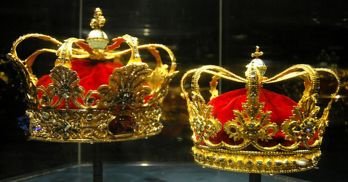 The Danish crown jewels at Rosenborg Castle, Copenhagen, Denmark.