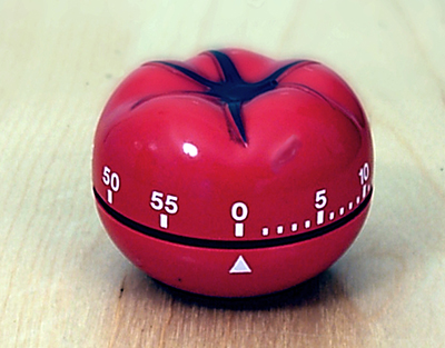 Pomodoro Technique. A 'pomodoro' kitchen timer, after which the method is named.