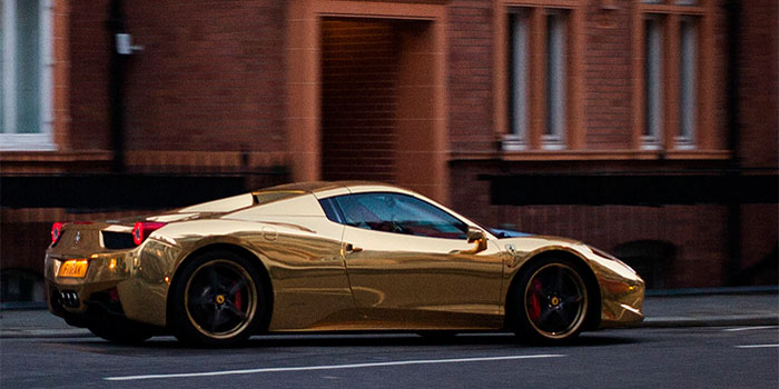 Gold-plated Ferrari 458 Spider.