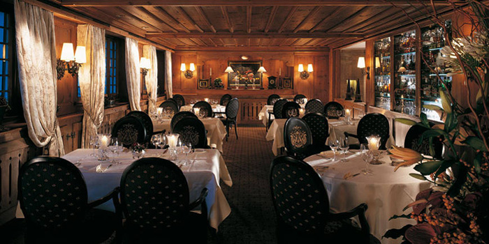 Le Grill Rôtisserie restaurant at the Gstaad Palace hotel, Palacestrasse 28.