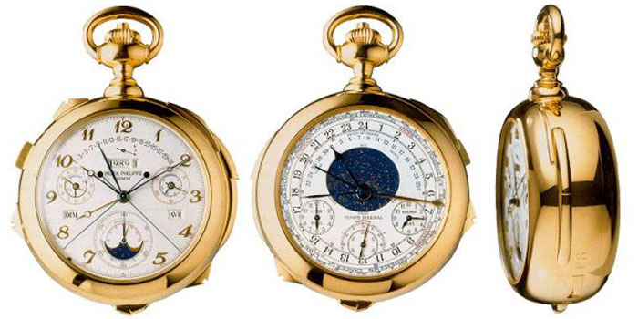 World's Most Expensive Watch: Patek Philippe Henry Graves Super Complication Pocket Watch sold for US$24 million at Sotheby’s in Geneva on November 11, 2014, setting a new record price for any timepiece sold at auction.