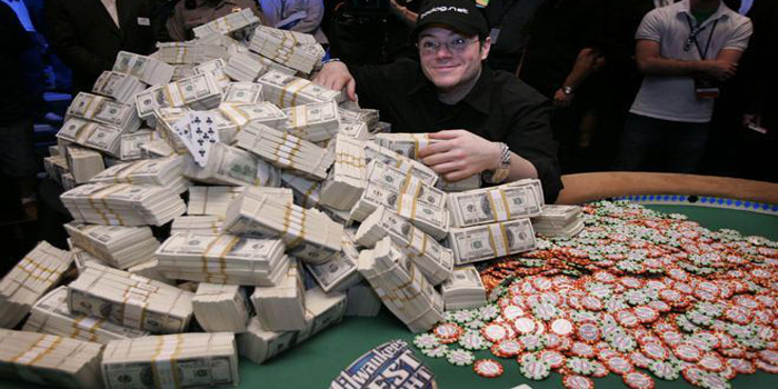 Poker player winning BIG!