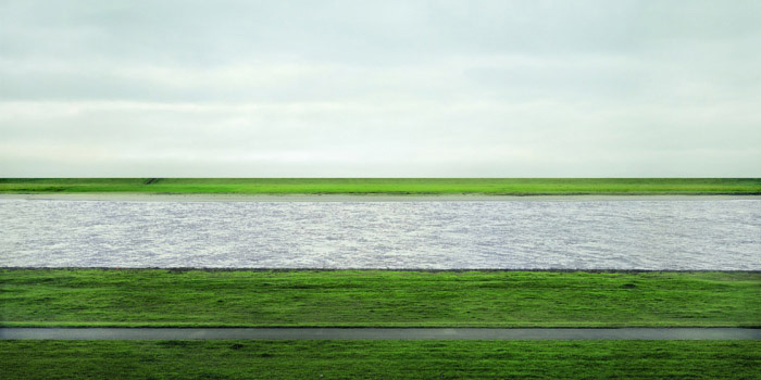 Rhein II is a photograph made by German visual artist Andreas Gursky (1955-) in 1999.