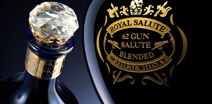 Royal Salute blended Scotch whisky - launched on 2 June 1953 by Chivas Brothers in tribute to Queen Elizabeth II on the day of her coronation. Named after the traditional 21-gun salute, Royal Salute whisky is aged for a minimum of 21 years.
