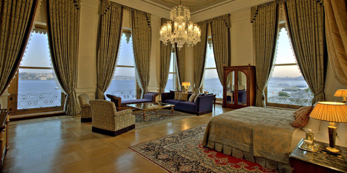 The bedroom of the Sultan Suite at Çirağan Palace Kempinski, Çirağan Caddesi 32, 34349 Istanbul, Turkey.