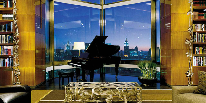 The library of the Ty Warner Penthouse suite at Four Seasons Hotel New York, 57 East 57th Street, New York, NY 10022, U.S.A.