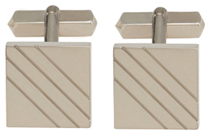 Thom Browne Silver Cufflinks with Engraved 4-Bar Stripes: US$790.