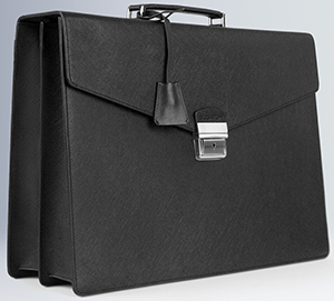 Bugatchi Saffiano leather flap briefacase: US$595.