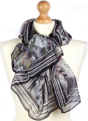 Nicole Farhi Covent Garden Grey Floral Print Ladies Scarf - 100% Silk: £49.99.