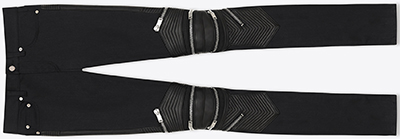 Yves Saint Laurent men's low waisted skinny motocross jean in black stretch denim: US$1,590.