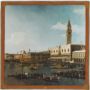 Rampley & Co  Venice: The Basin of San Marco on Ascension Day 100% silk pocket square: £69.