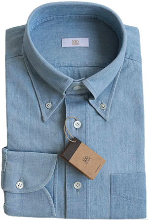 100 Hands Amsterdam Ice Washed Japanese Chambray men's shirt: US$467.