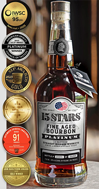 15 Stars Fine Aged Bourbon Platinum bourbon: US$558.