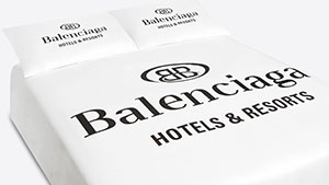 Balenciaga  Hotels & Resorts Bedding in white & black cotton: US$1,290.