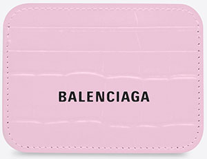 Balenciaga Cash Card Holder in pink and black shiny crocodile embossed calfskin: US$260.