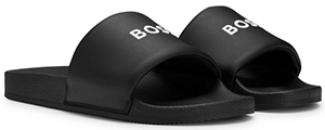 Boss Italian-made slides with embroidered logo.
