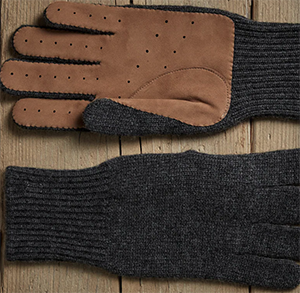 Brunello Cucinelli men's Cashmere knit gloves with suede palm: US$945.