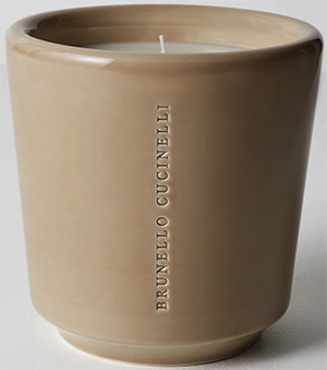 Brunello Cucinelli Maxi scented candle in ceramic vessel: US$550.