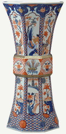 De Gournay Japanese Imari Octagonal Trumpet Vase.